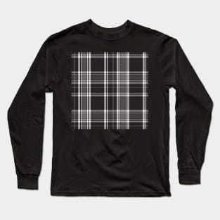 Dark Academia Plaid Tartan in Black, Grey, Gray, and White Long Sleeve T-Shirt